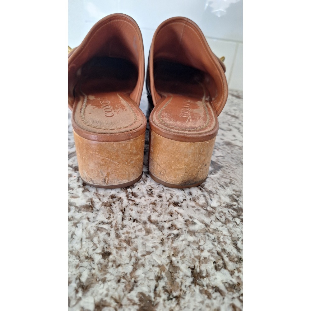 Coach brown studded Leather heel clogs women's 7B‎ - Picture 4 of 9